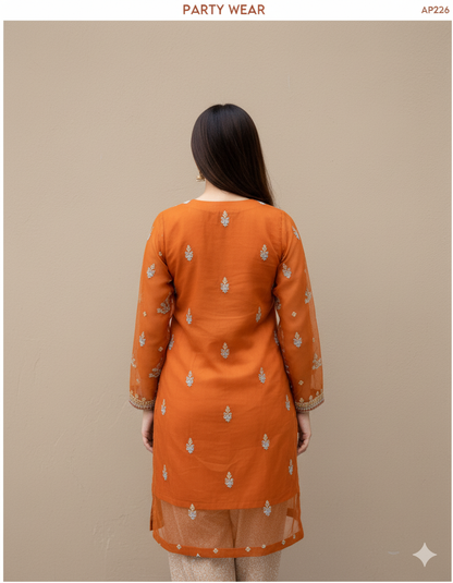 Elegant Embroidered Cotton 3-Piece Suit with Chiffon Dupatta