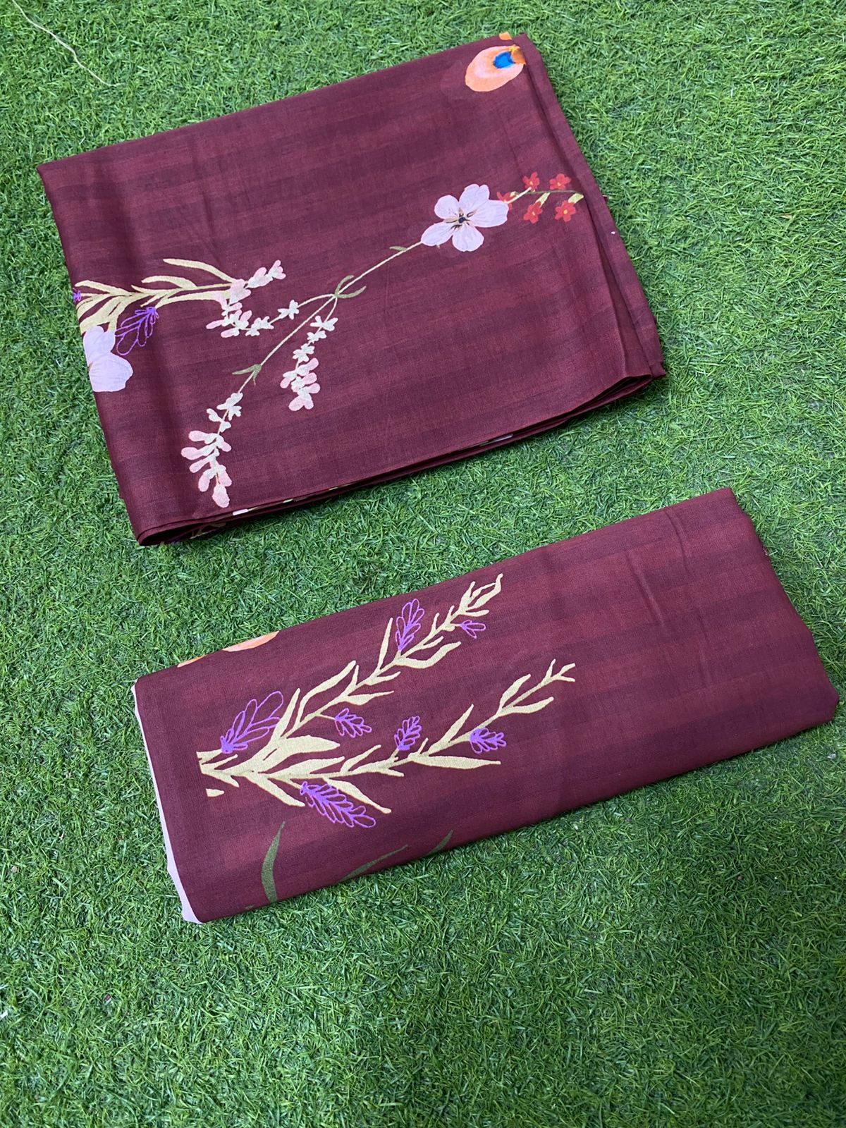 Printed Cord Set Lawn with Plain Trouser – 2PCS Unstitched
