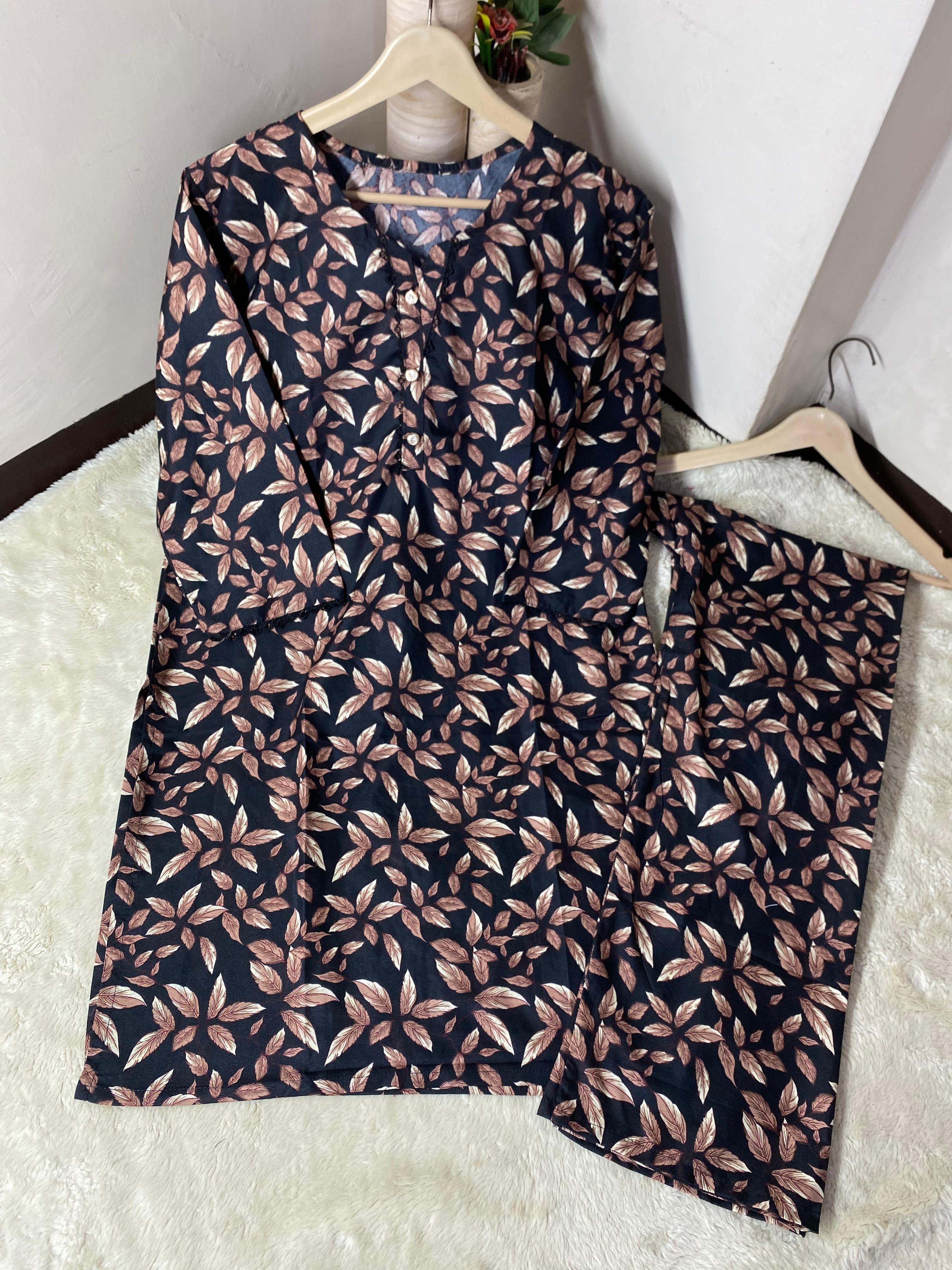 Printed 2PCS Stiched Cotton with GPO Lace