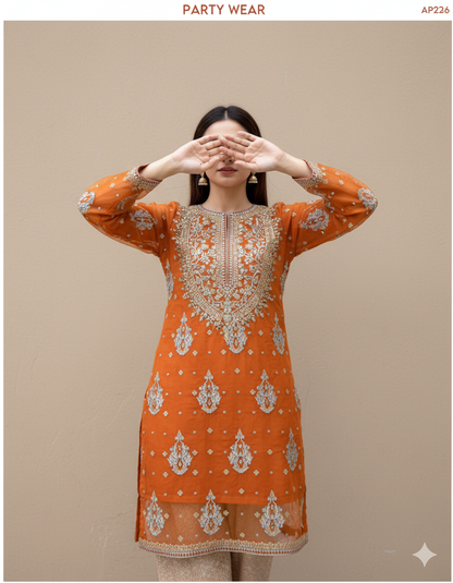 Elegant Embroidered Cotton 3-Piece Suit with Chiffon Dupatta