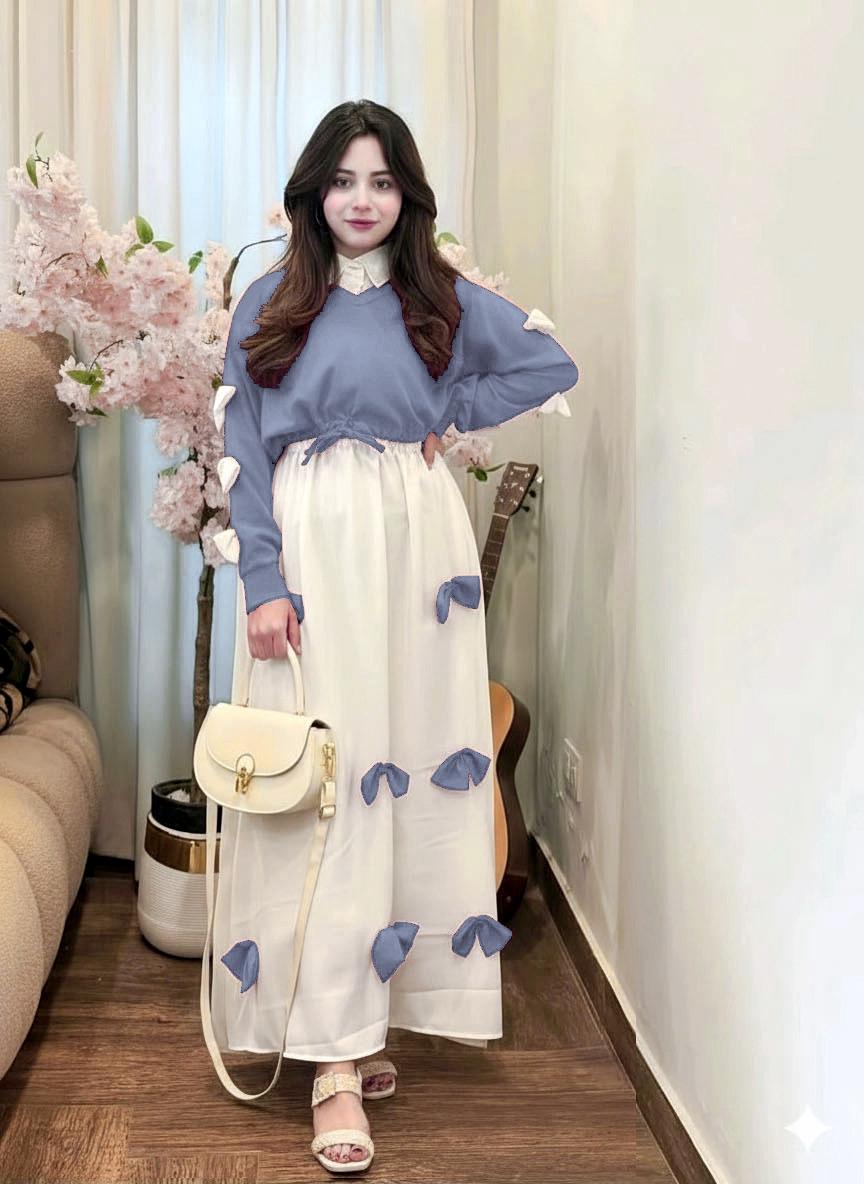 Maxi 2PCS Set Georgette Bow
