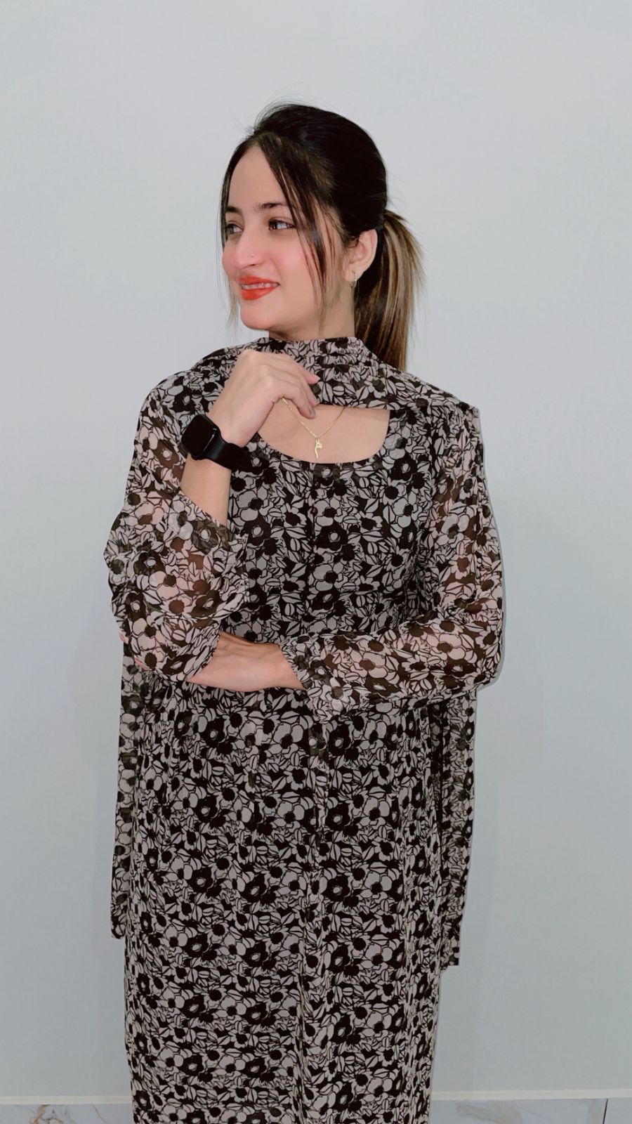 Printed Stitched Maxi Co-Ord Set