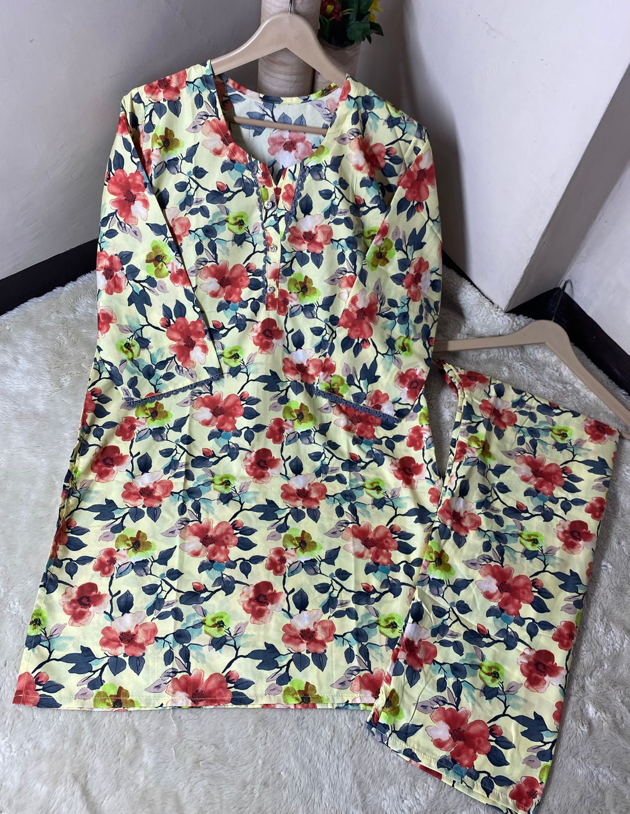 Printed 2PCS Stiched Cotton with GPO Lace