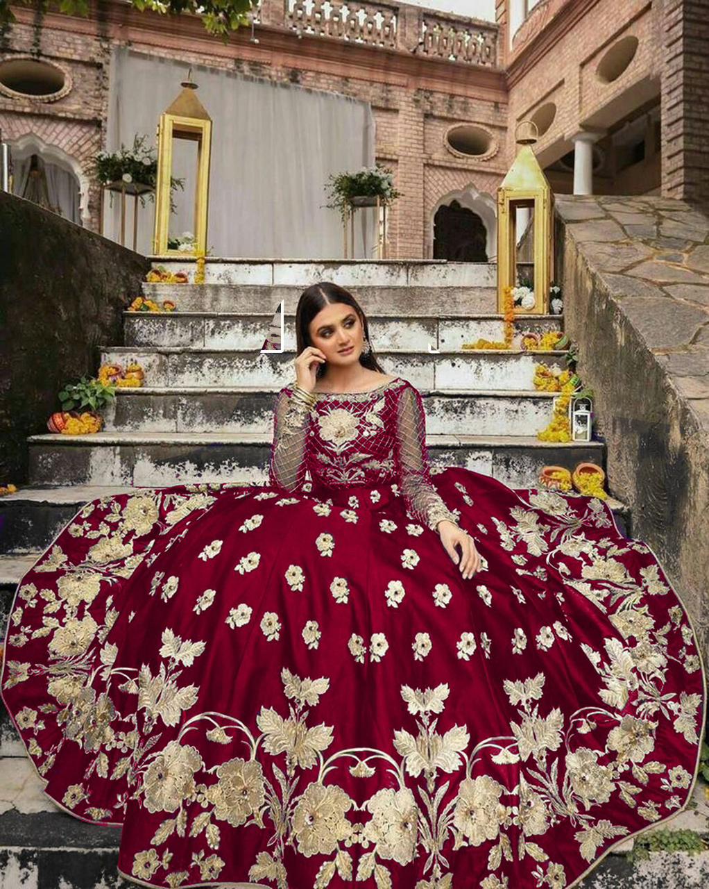 Embroidered Silk Top & Flare Skirt 2PCS Set
