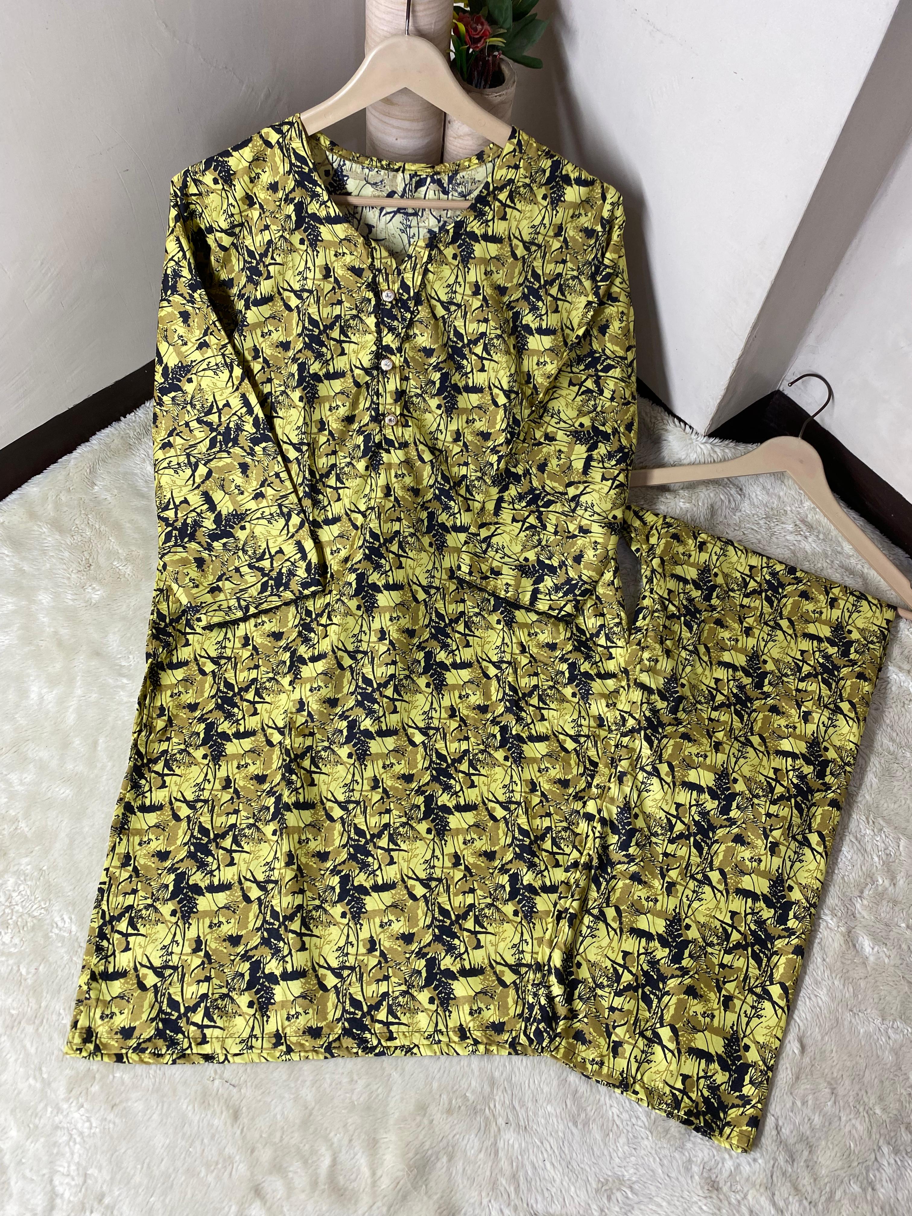 Printed 2PCS Stiched Cotton with GPO Lace