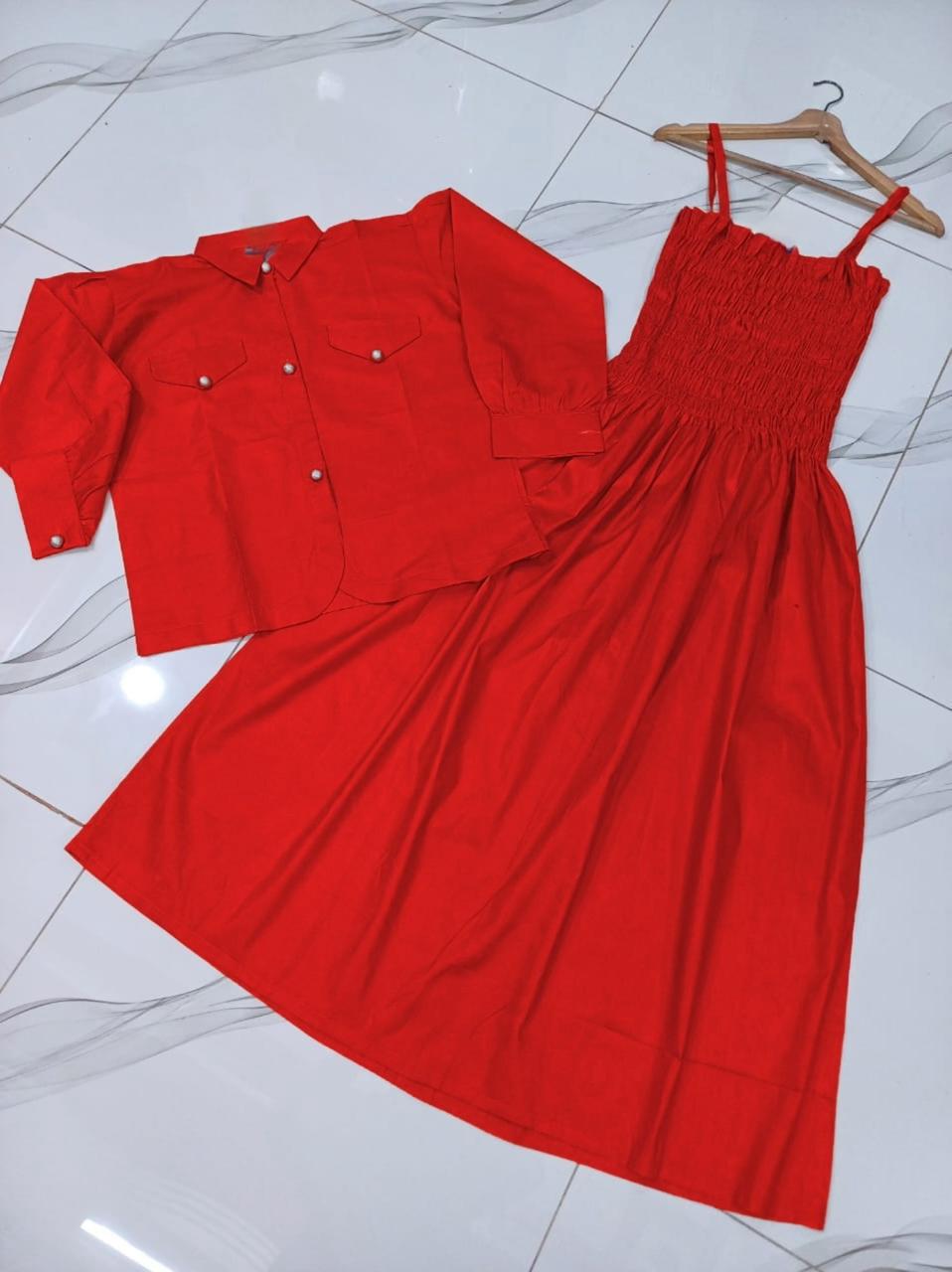 Frock 2PCS Cotton Coati & Romper Stitched
