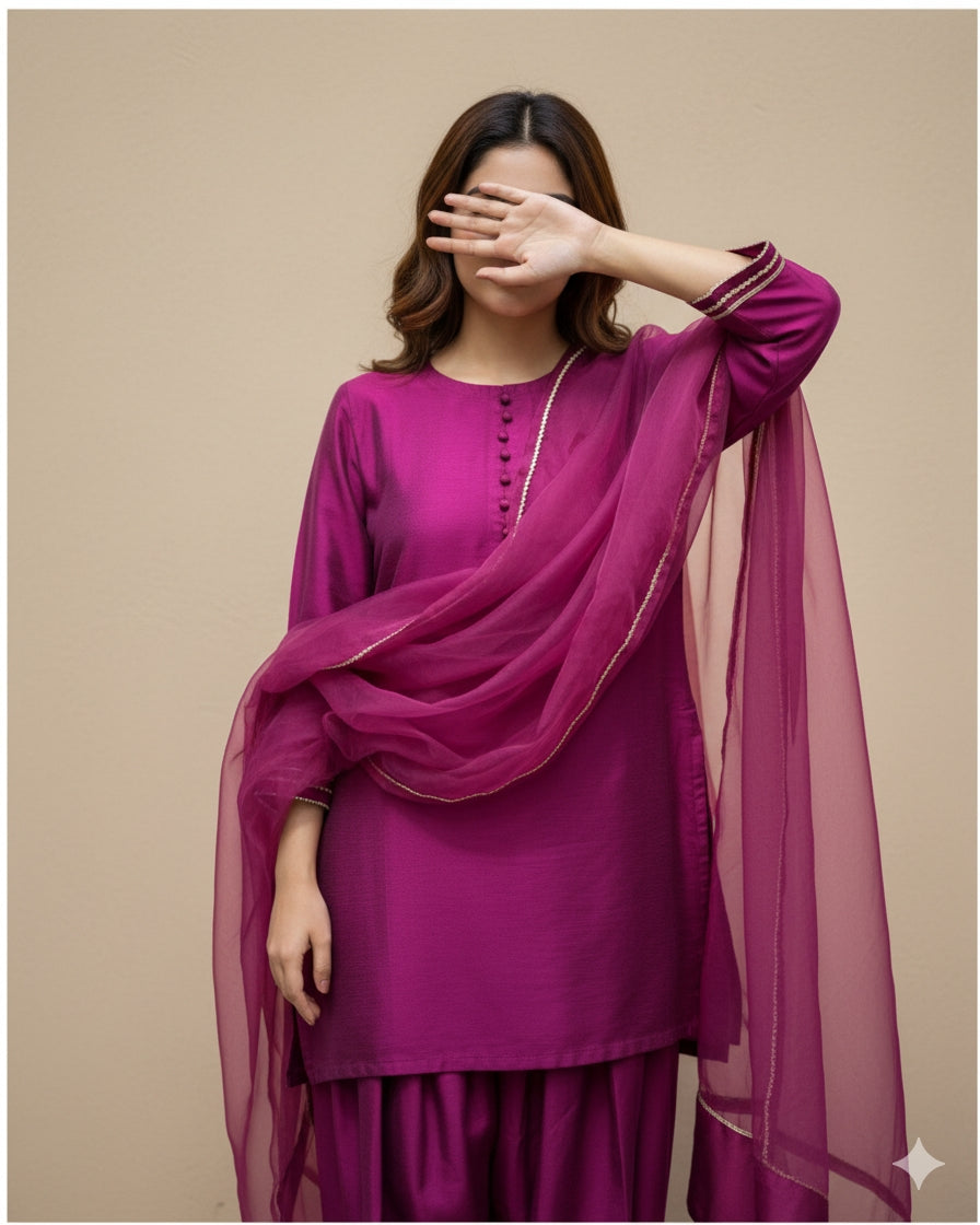 Elegant Farshi 3-Piece Dress – Traditional Handcrafted Pakistani Formal Wear