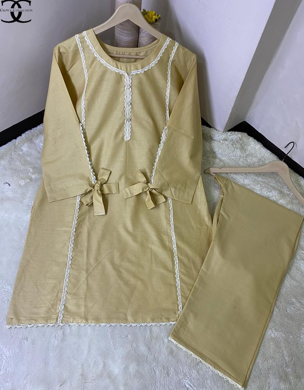 Soft Cotton Lace Work 2PC Set