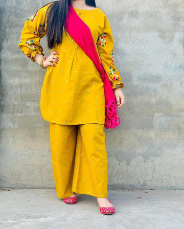 Embroidered Cotton Kurti 2PCS set