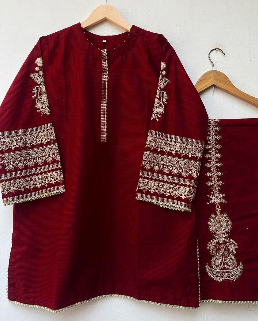 Embroidered Silk 2PCS Suit