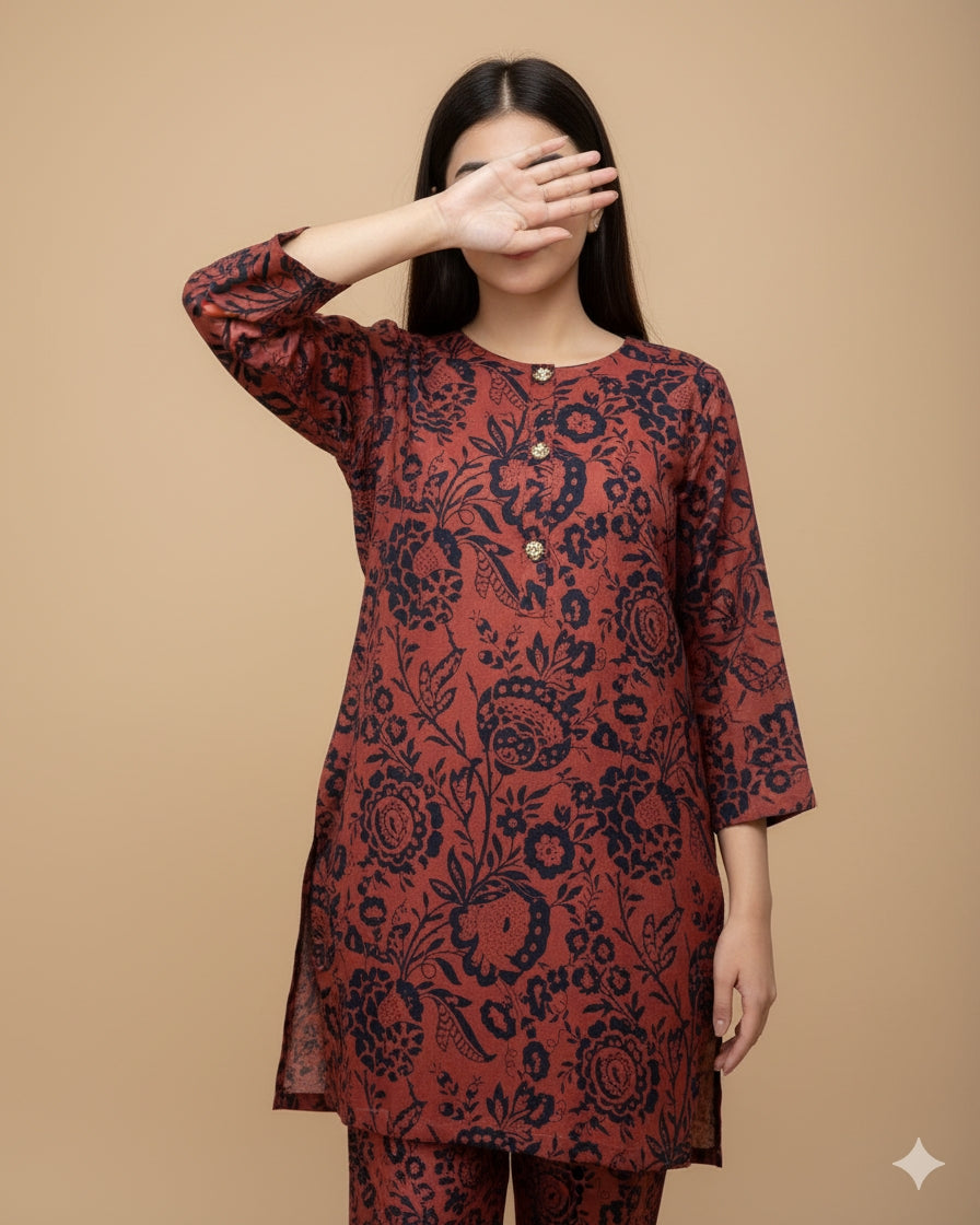 Elegant Embroidered Cotton 3-Piece Suit with Chiffon Dupatta