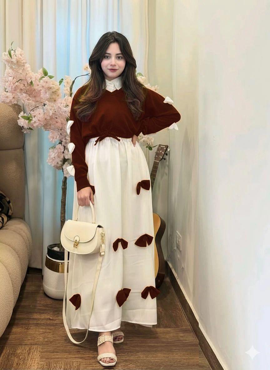 Maxi 2PCS Set Georgette Bow