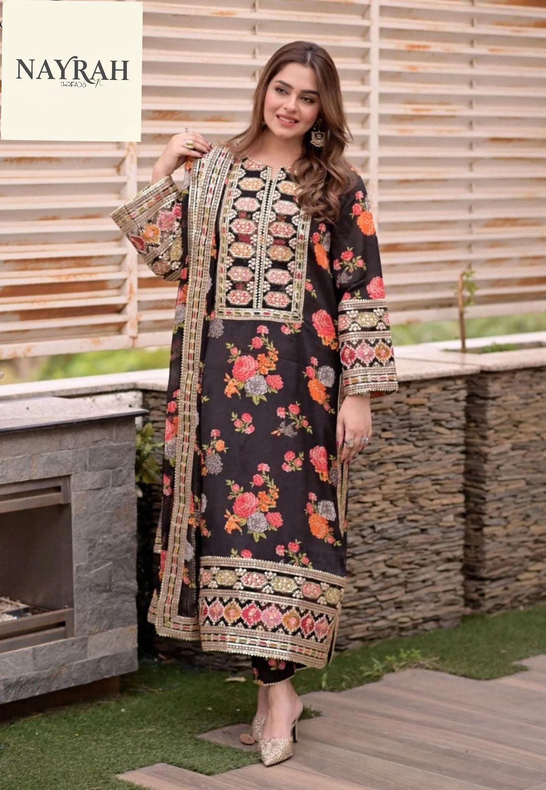 Printed Stitched Lawn 3 Piece