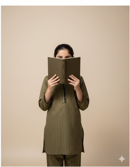 Kids Contrast Cotton Shirt & Lawn Jacquard Plazo Set – Elegant Pintex Detailing