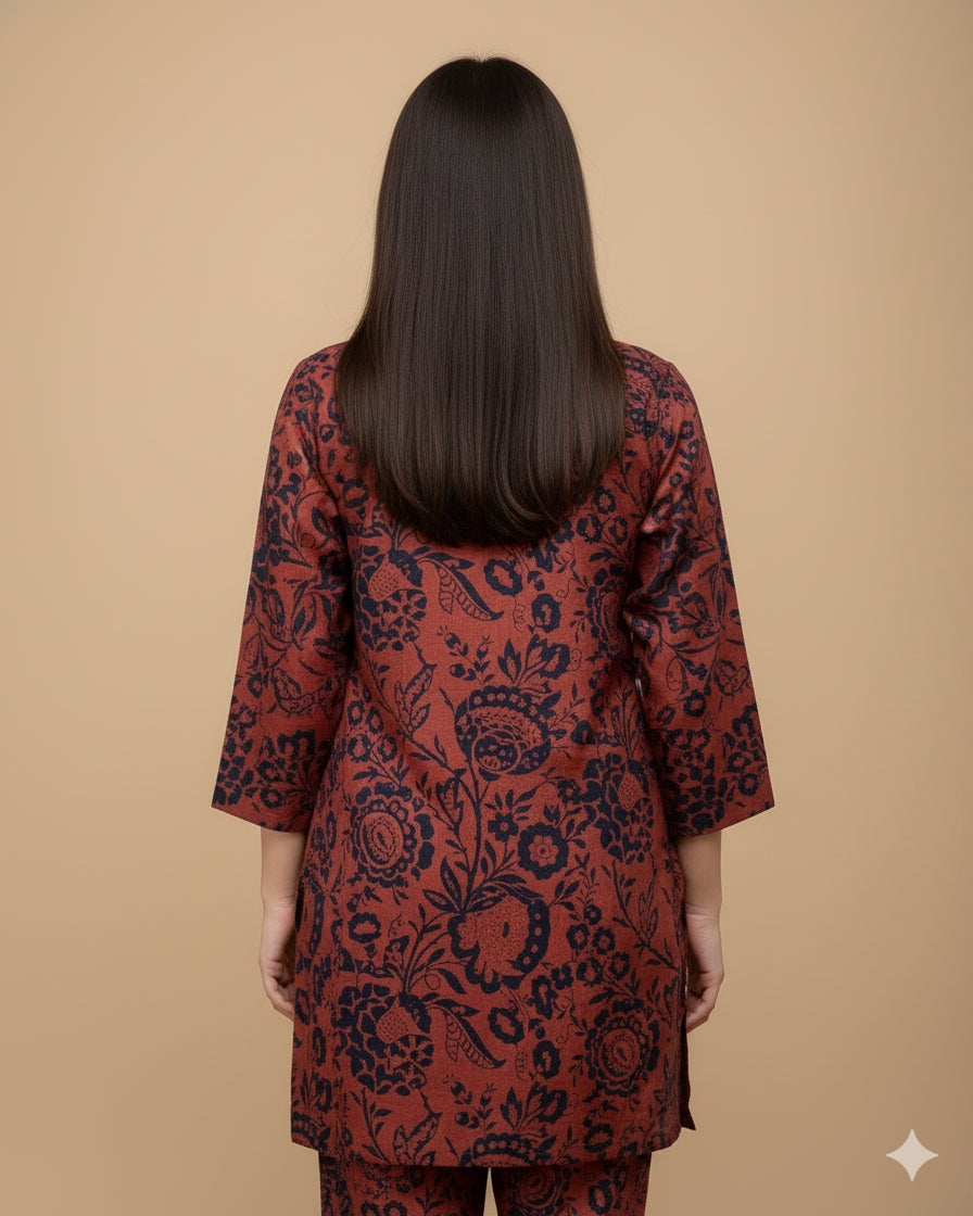 Elegant Embroidered Cotton 3-Piece Suit with Chiffon Dupatta