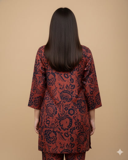 Elegant Embroidered Cotton 3-Piece Suit with Chiffon Dupatta