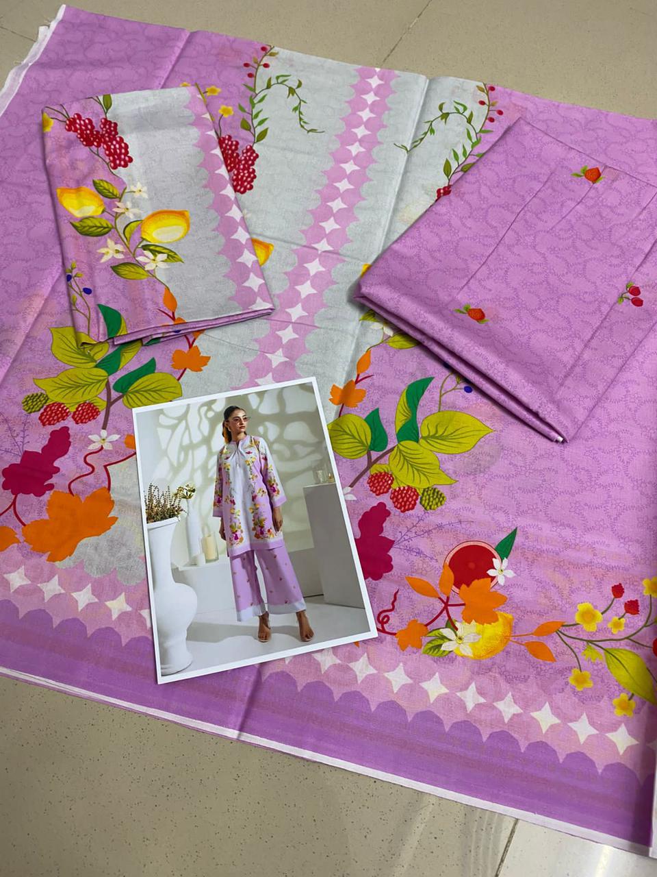 Printed Lawn Cord Set – 2PCS Matching Unstitched