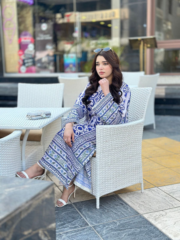 Printed Long 2PCS Doria Lawn Suit