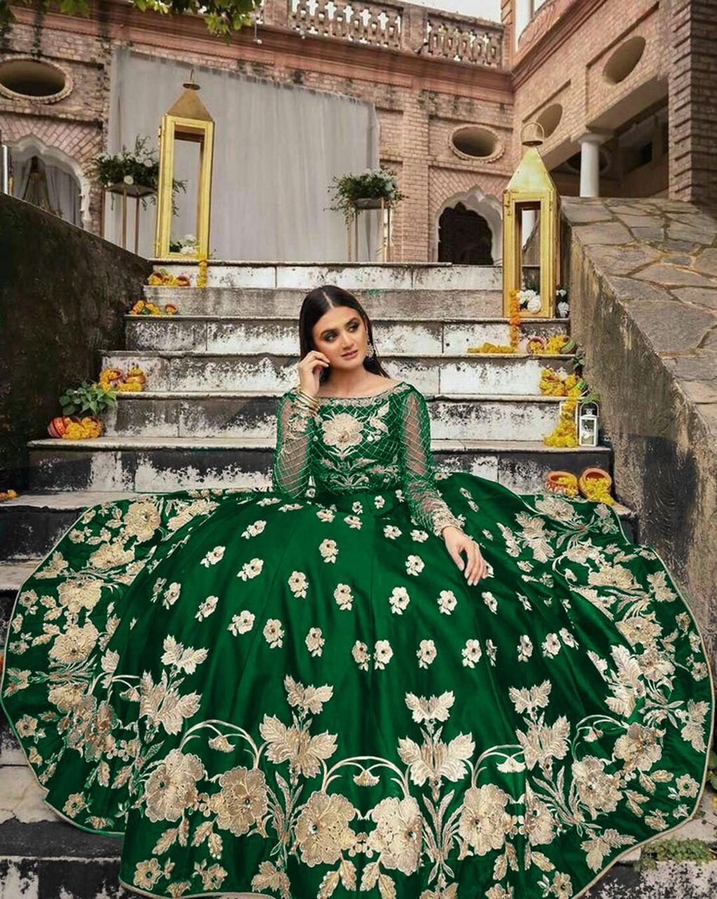 Embroidered Silk Top & Flare Skirt 2PCS Set