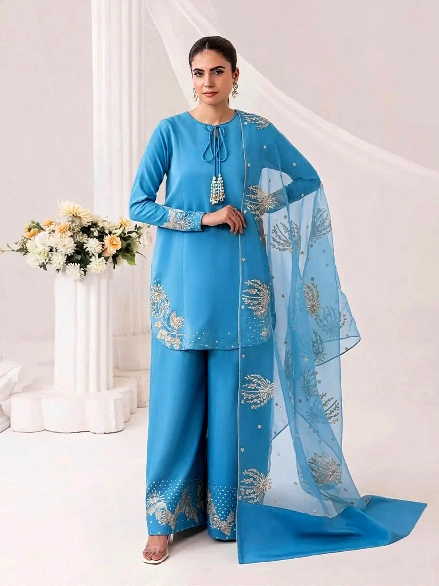 Embroidered Silk 3PCS Suit