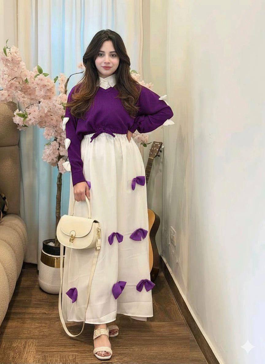 Maxi 2PCS Set Georgette Bow