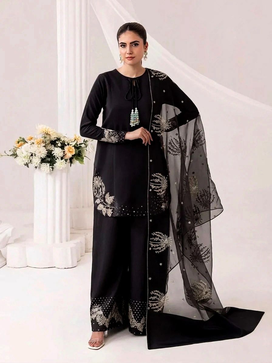 Embroidered Silk 3PCS Suit