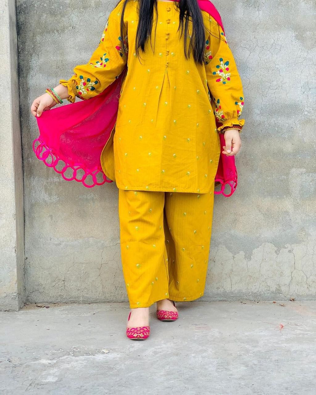 Embroidered Cotton Kurti 2PCS set