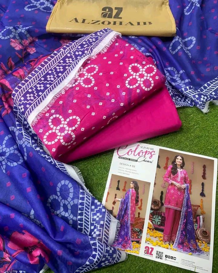 Print Lawn 2PCS Suit with Voile Dupatta Unstitched