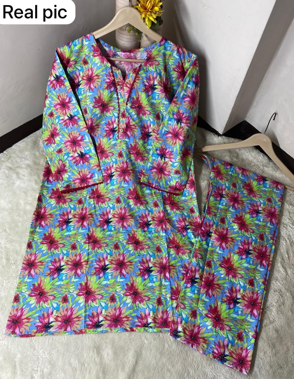 Printed 2PCS Stiched Cotton with GPO Lace