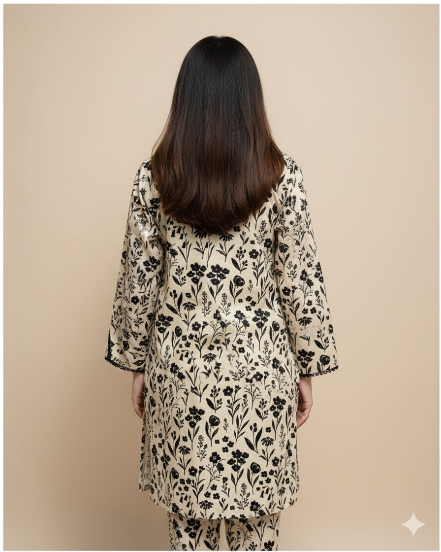 Elegant Embroidered Cotton 3-Piece Suit with Chiffon Dupatta