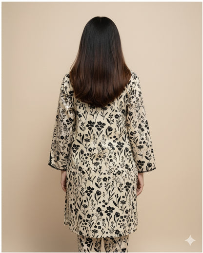 Elegant Embroidered Cotton 3-Piece Suit with Chiffon Dupatta