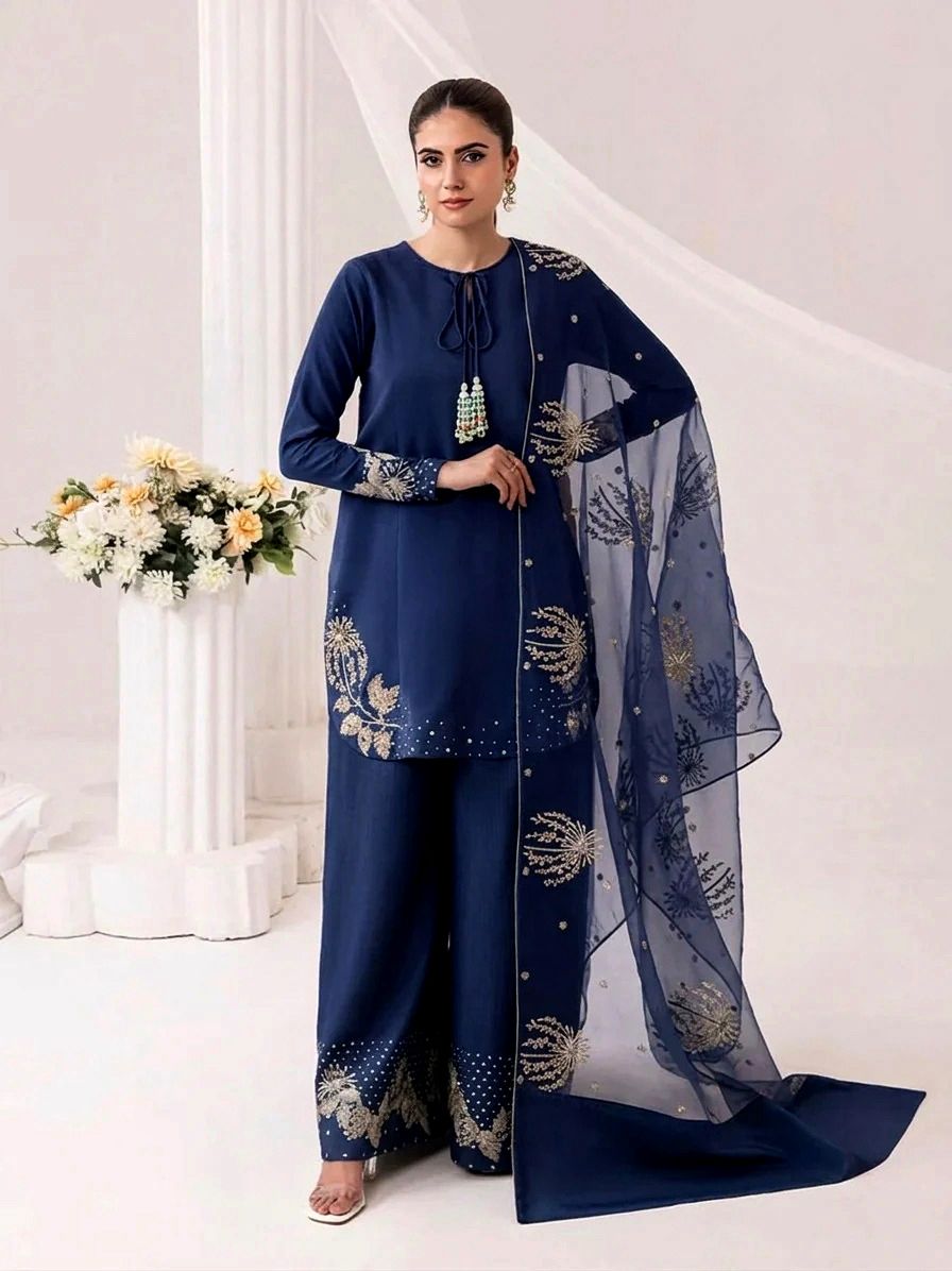 Embroidered Silk 3PCS Suit