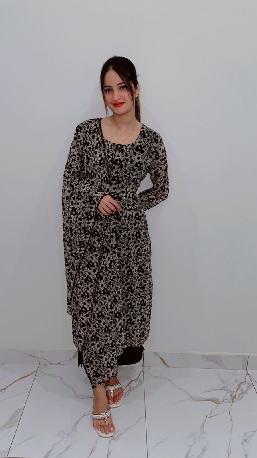 Printed Stitched Maxi Co-Ord Set