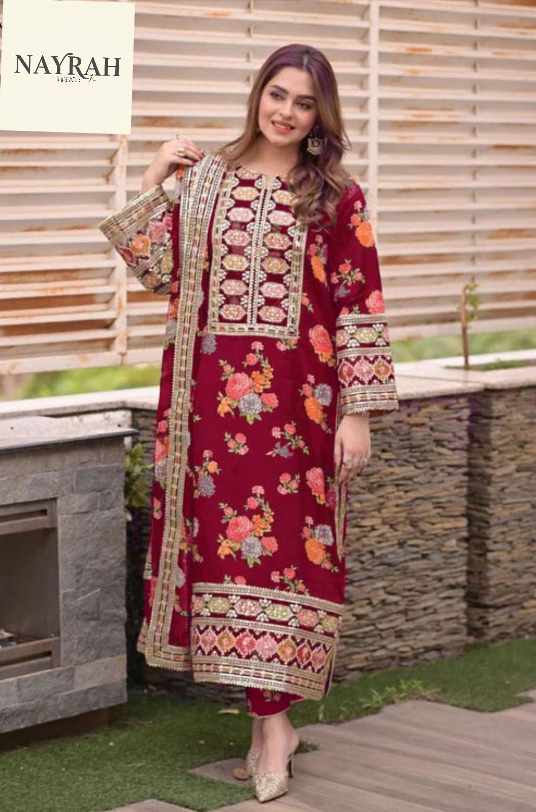 Printed Stitched Lawn 3 Piece