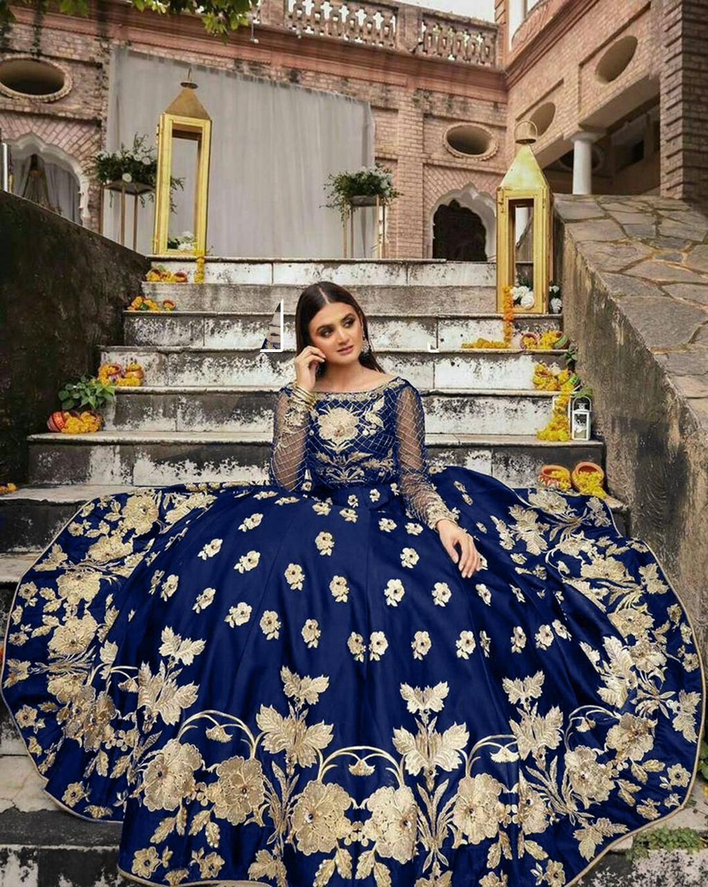 Embroidered Silk Top & Flare Skirt 2PCS Set