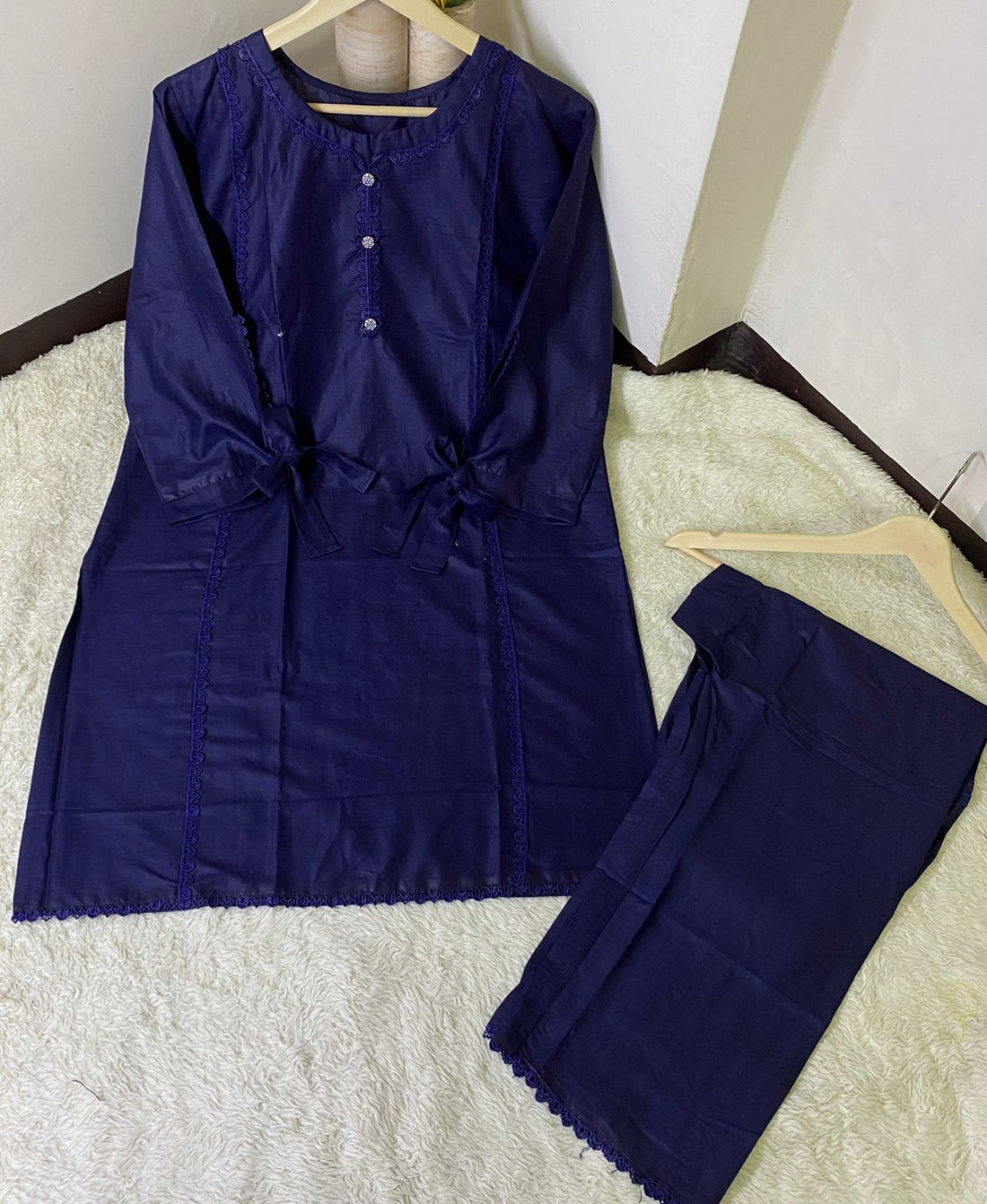Soft Cotton Lace Work 2PC Set