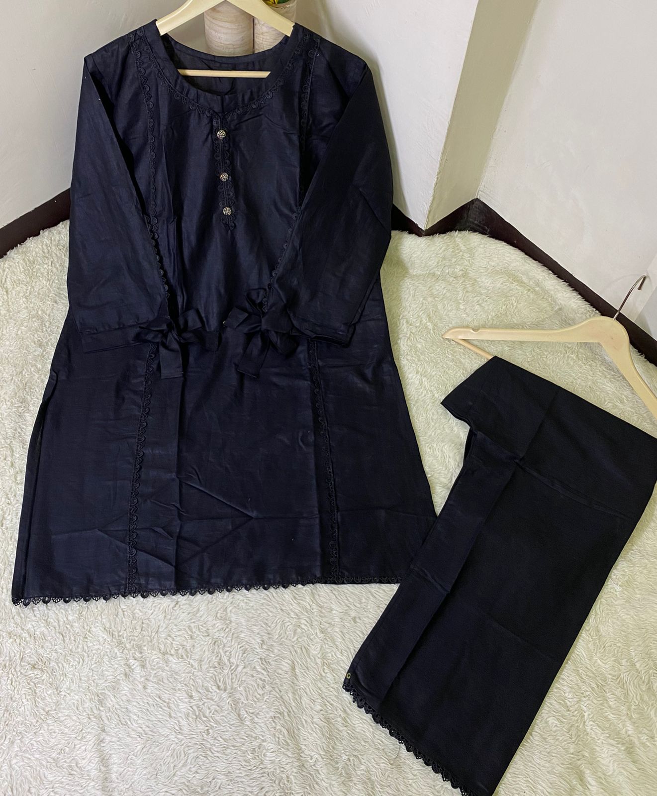 Soft Cotton Lace Work 2PC Set