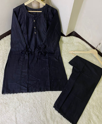 Soft Cotton Lace Work 2PC Set